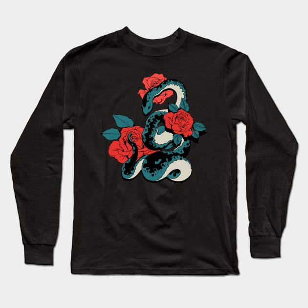 Snake Long Sleeve T-Shirt by Heymoonly